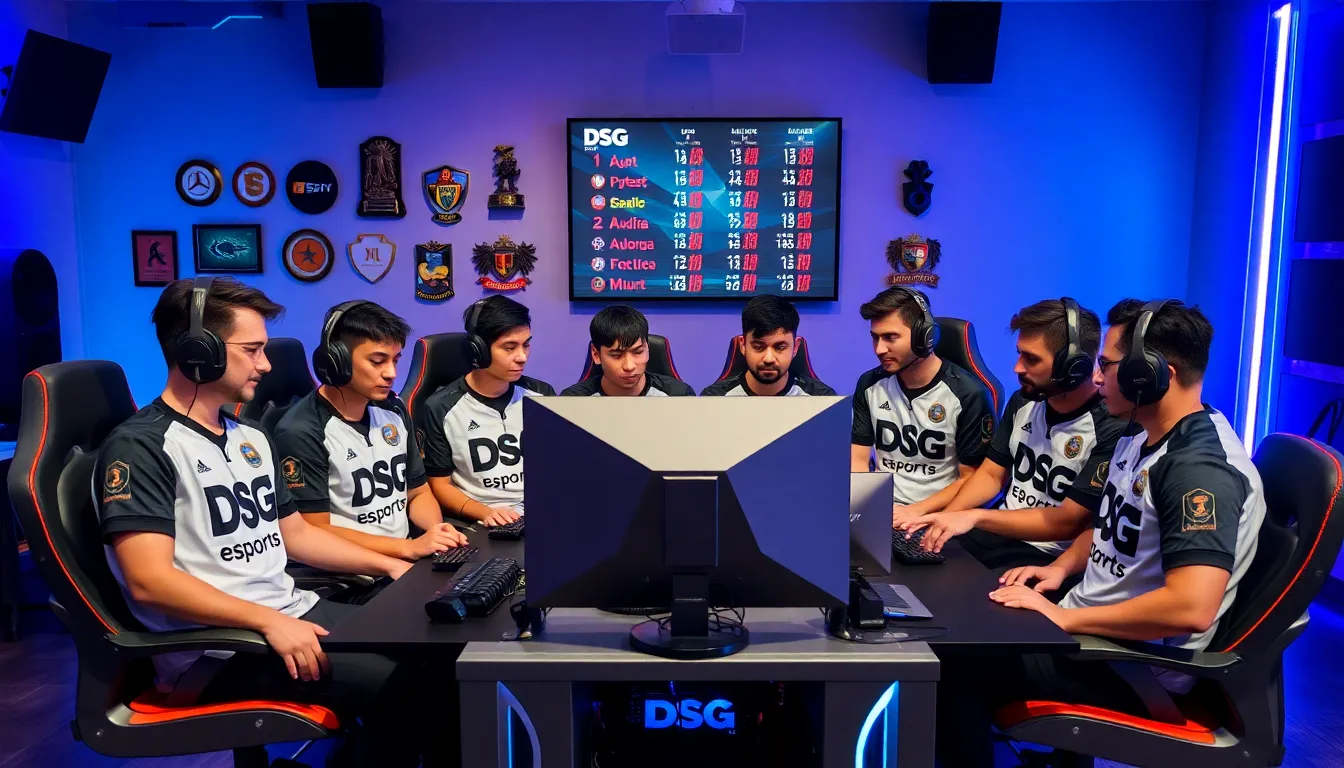 diverse esports team in a modern gaming setup.